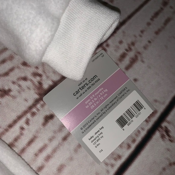 Carter’s sleep sack - one size/0-9 months - white - Picture 4 of 5